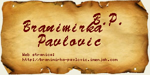 Branimirka Pavlović vizit kartica